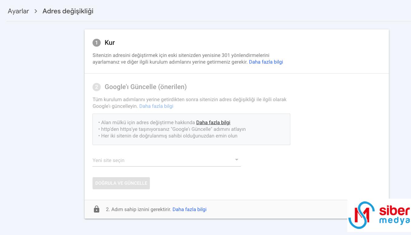 search console adres değişikliği