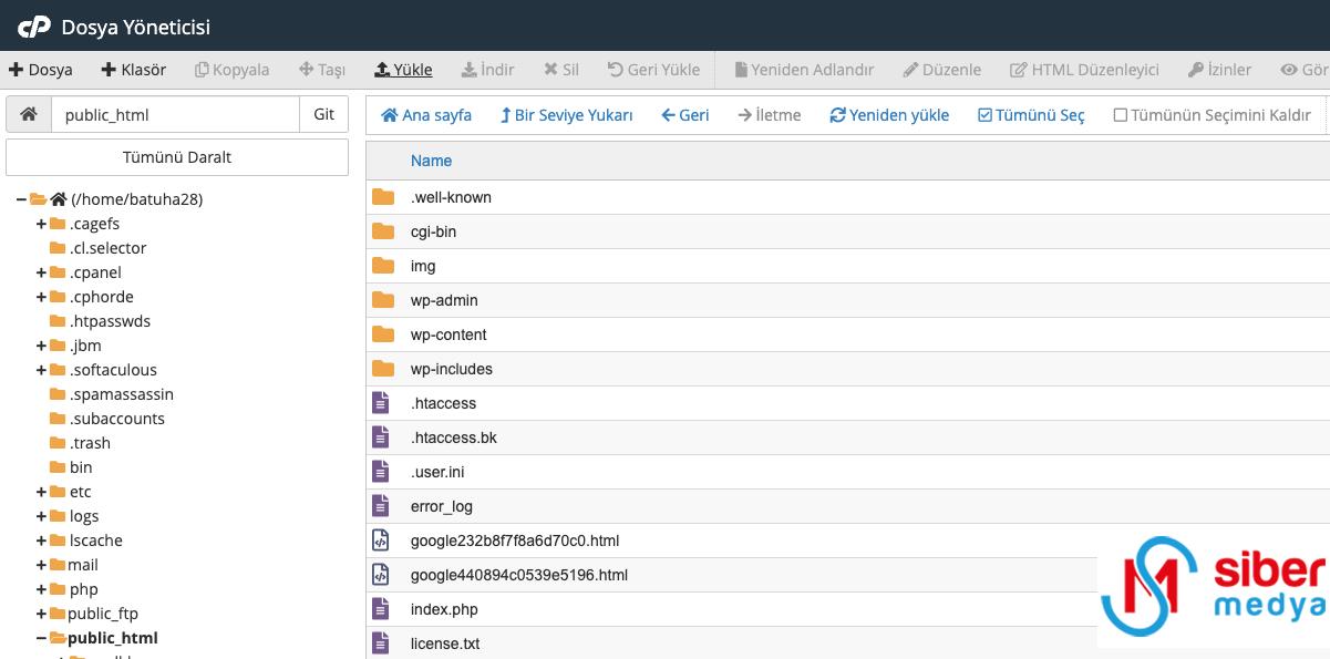cpanel dosya yükle