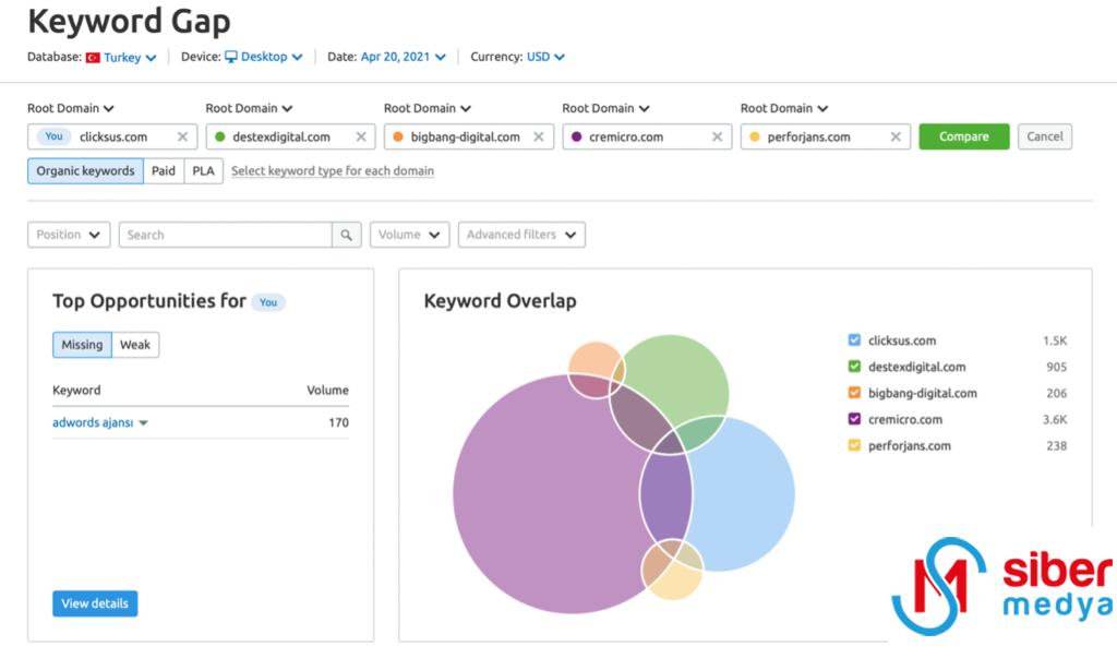 semrush-anahtar-kelime-karsilastirma-raporu