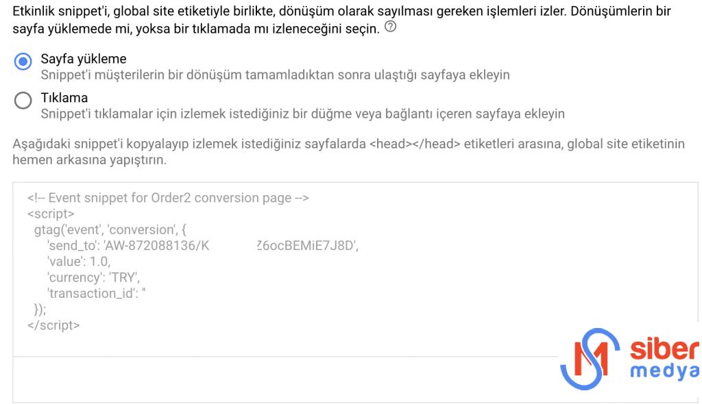 google ads dönüşüm kodu