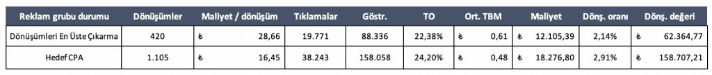 dönüşüm sayısını en üst düzeye çıkarma teklif stratejisi testi