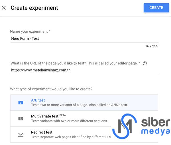 google optimize a/b test