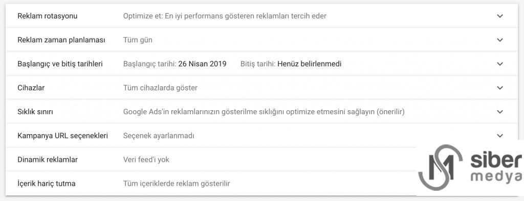 goruntulu reklam agı kampanya ayarları