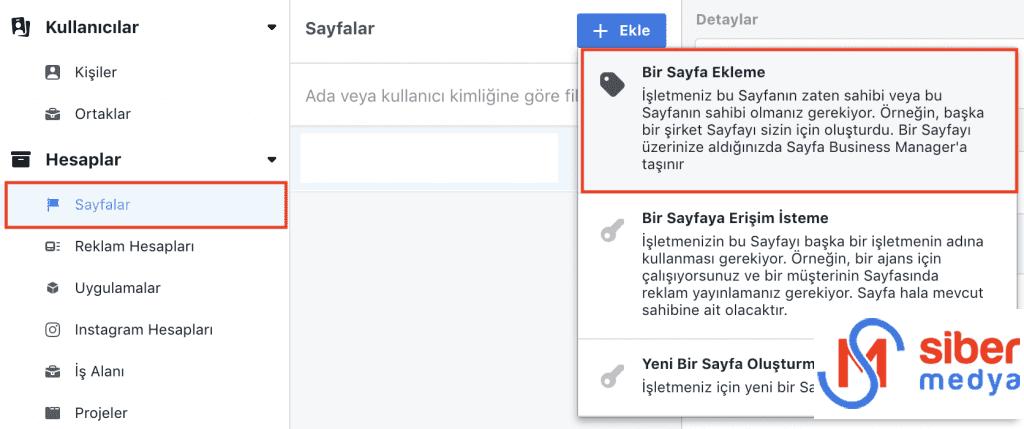 business manager facebook sayfası eklemele 